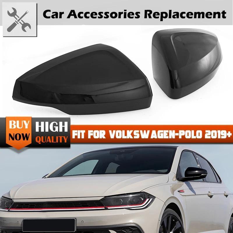 Penutup Kaca Spion untuk VW Polo MK6 AW GTI 2019-2023 Kiri Kanan Hitam Mengkilap Tutup Kaca Spion Sa
