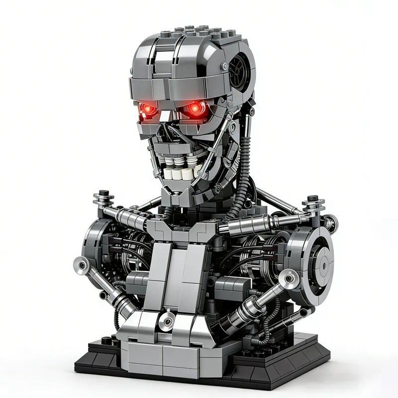  MOC Technical Mechanical Terminator Building Blocks Model Half-body Head Bricks DIY Toys for Childr