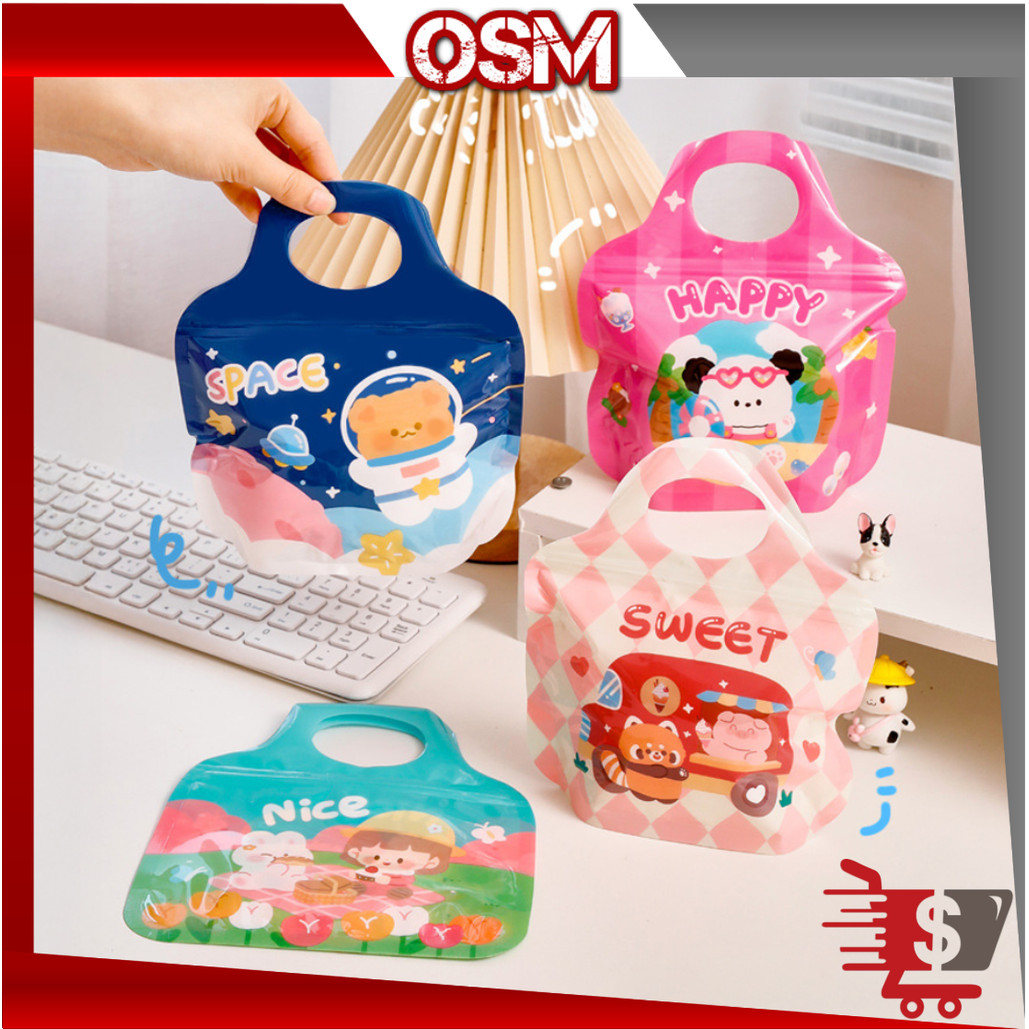 OSM - 6862 Plastik Ziplock Mini Tas Jinjing / Plastic Bag Zipper Karakter Hewan / Goodie Bag Permen 