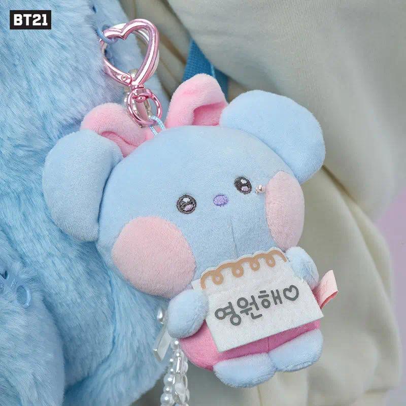 BT21 minini RIBBONED U Series 10cm Bow-shaped Pearl Doll Pent Plush Keychain Korean Anime Backpack P