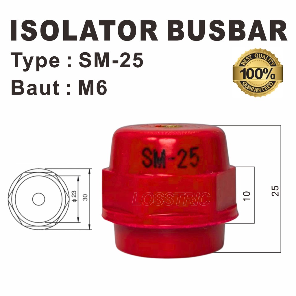 Isolator Busbar SM 25 M6 Merah