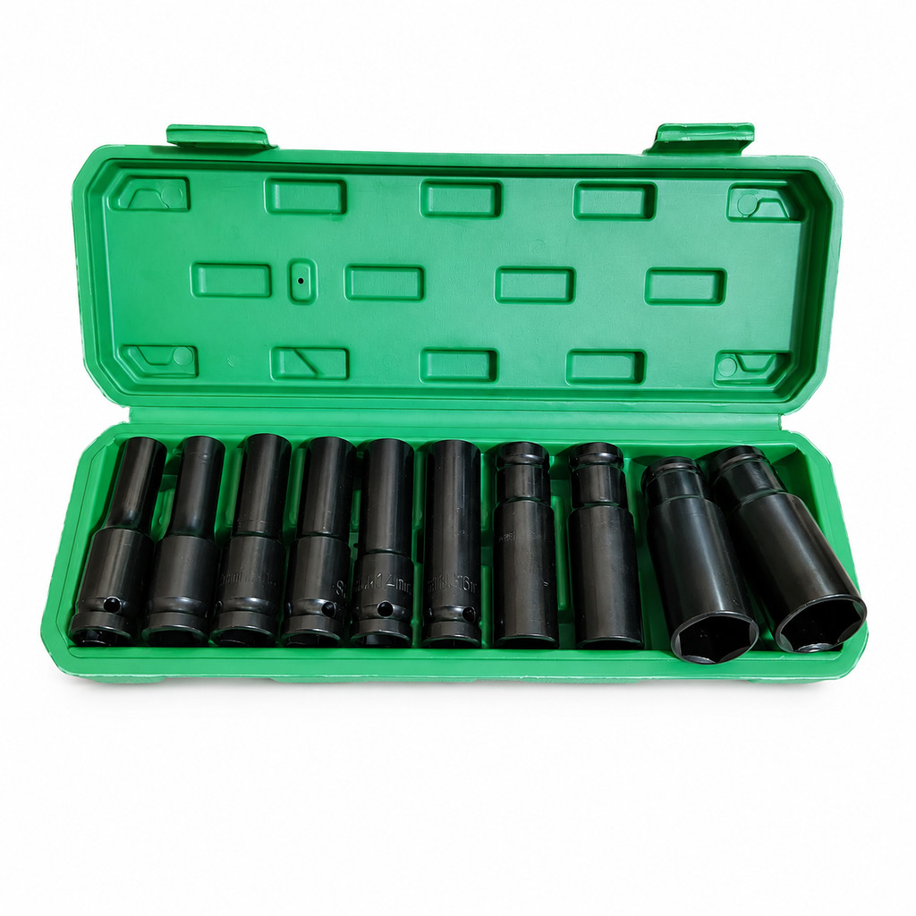 Mata Shock Impact Set  Mata Sok Panjang 8mm - 24mm Mata Socket Panjang Mata Kunci Sock Impact Set 10