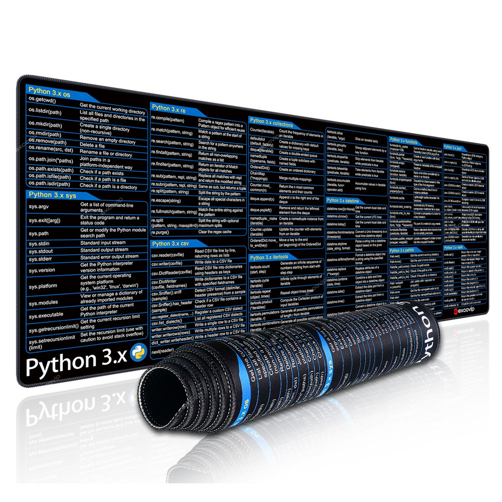 EXCO Python 3.x Programing Mouse Pad Large Shortcuts Cheat Sheet Mousepad for Artificial Intelligenc