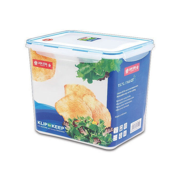 TOPTON Lion Star KP-60 Klip To Keep 1803 15.7 Liter Kotak Makanan Kedap Udara Sealware 4 Sisi BPA Fr