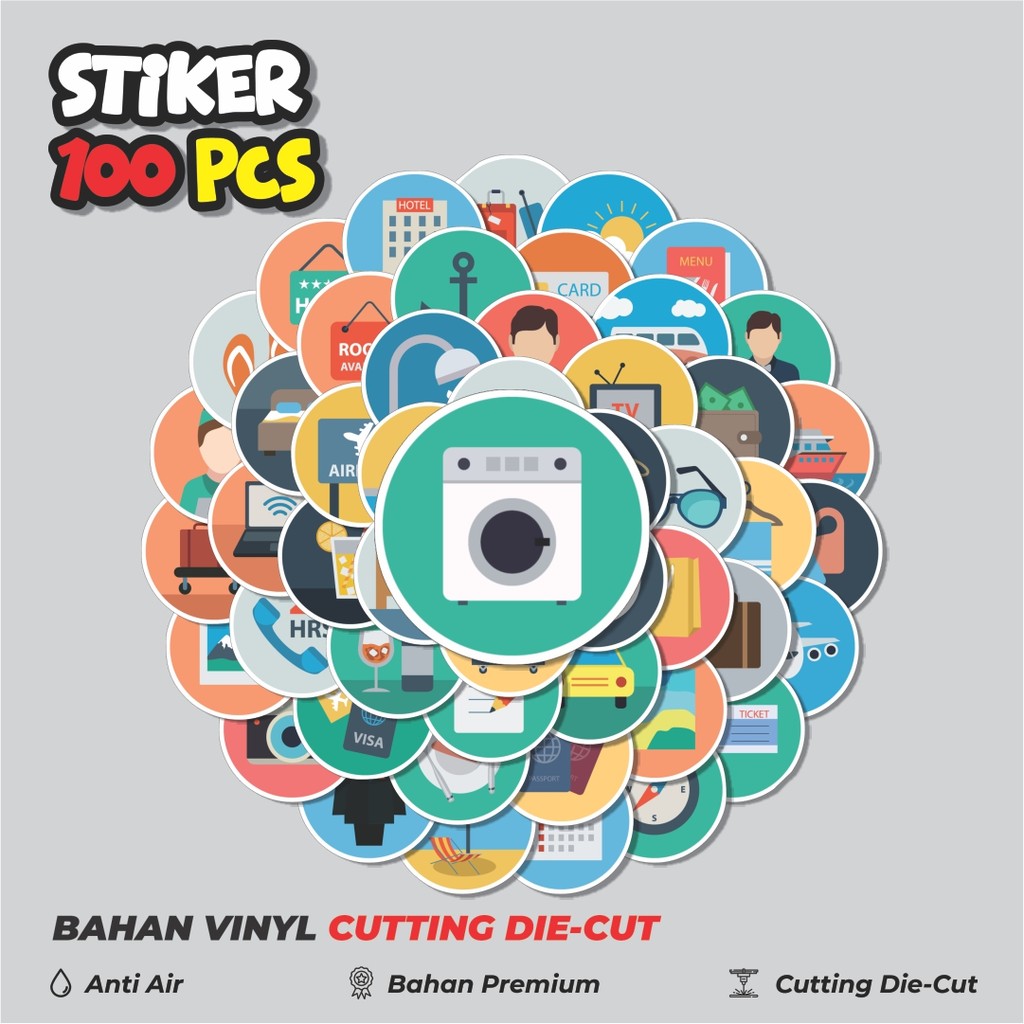 

Terbaru! 50 pcs Stiker Ikon Datar Katalog Hotel Dekorasi Lucu Kreatif untuk Notebook, Skateboard, HP