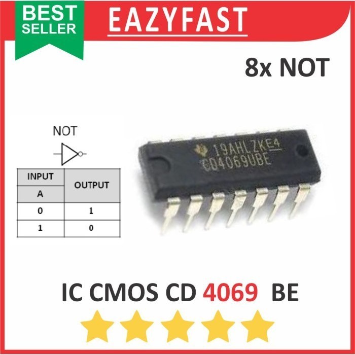 IC CMOS CD 4069 BE DIP Gerbang Logika NOT Invert Inverter Logic Gate CD4069BE CD4069 4069BE CD HD HC