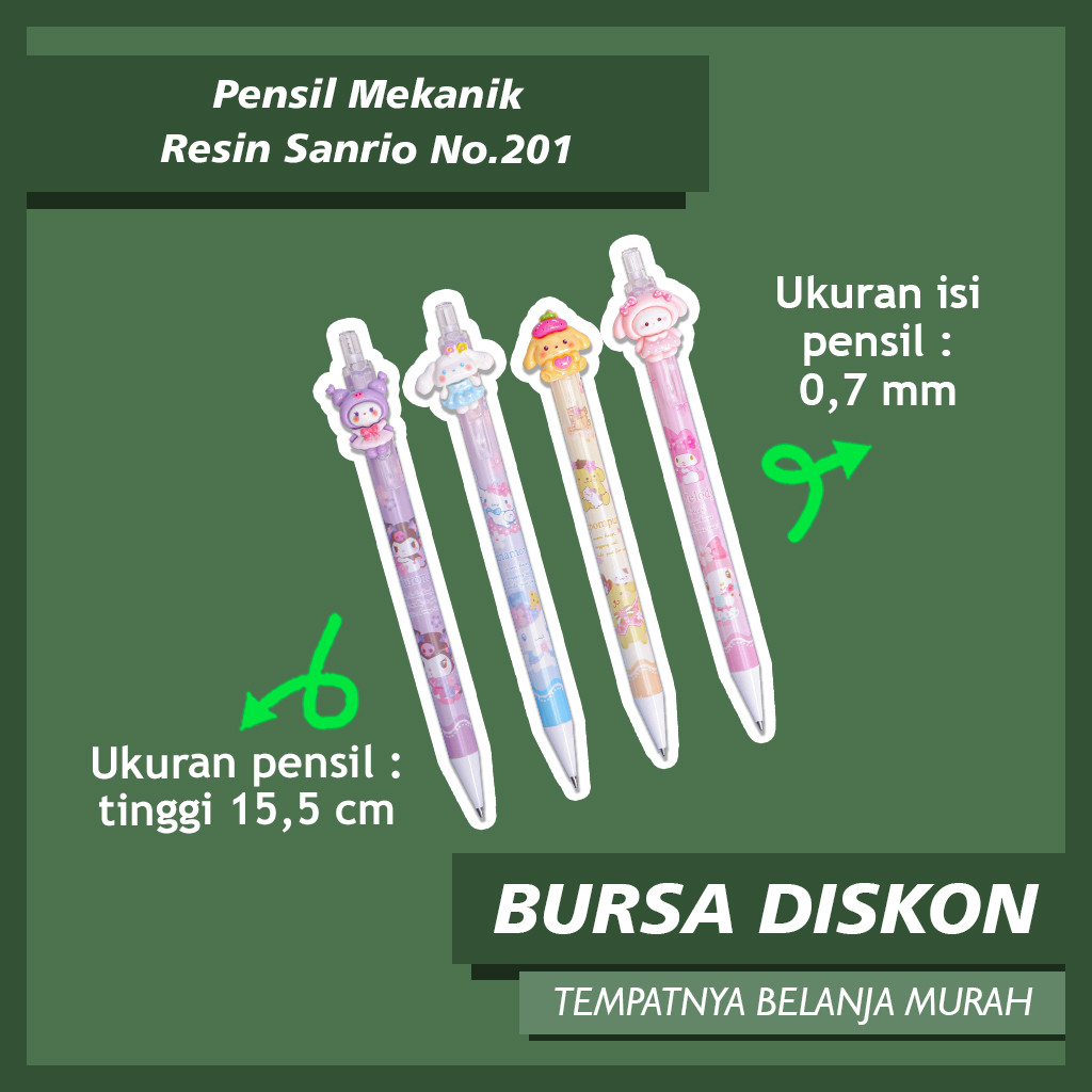 

Pensil Mekanik Resin Sanrio 0,7 mm Mechanical Cetek Pencil Warna Lucu Karakter Cinnamorol