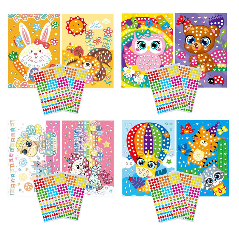 

Funny Puzzle Dot Stickers For Kids Cute Cartoon Animal Drawing Mosaic Sticker Children Early Educational Patience Training Toys