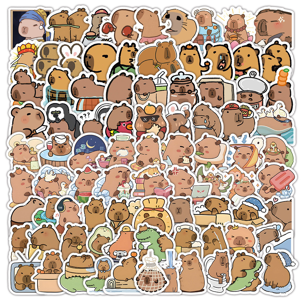 

60/120PCS Cute Plump Capybara Stickers Cartoon Animal Decals Phone Scrapbook Luggage Laptop Graffiti Sticker Kid Toy