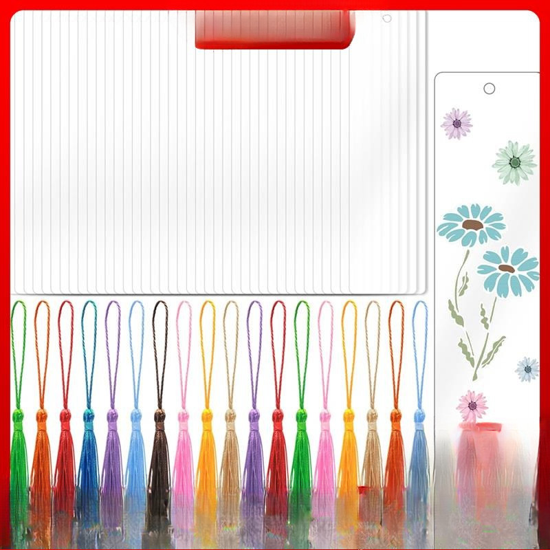 

AT03 Top 40PCS Acrylic Bookmarks Blanks With 40 PCS Colorful Tassels,DIY Clear Bookmark Bulk For Crafts Hanging Gift Tag