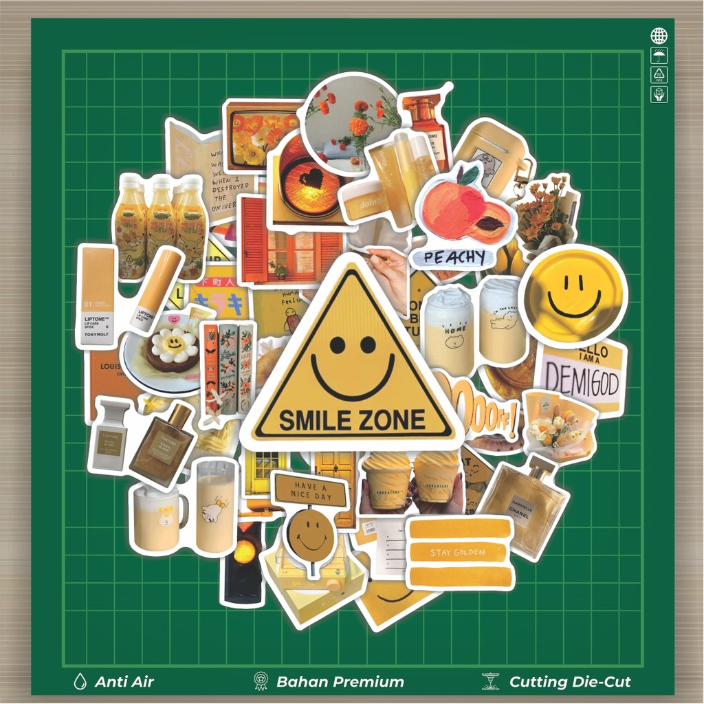 

HOT 50 PCS STIKER Stiker Aesthetic Retro Yellow Vintage Stiker Fashion Cars Decal Dingin Kartu Album Custom Vinyl Anti Air- Sticker Aesthetic Buku Journal Koper Casing HP Tablet Laptop Helm Motor Botol Minum
