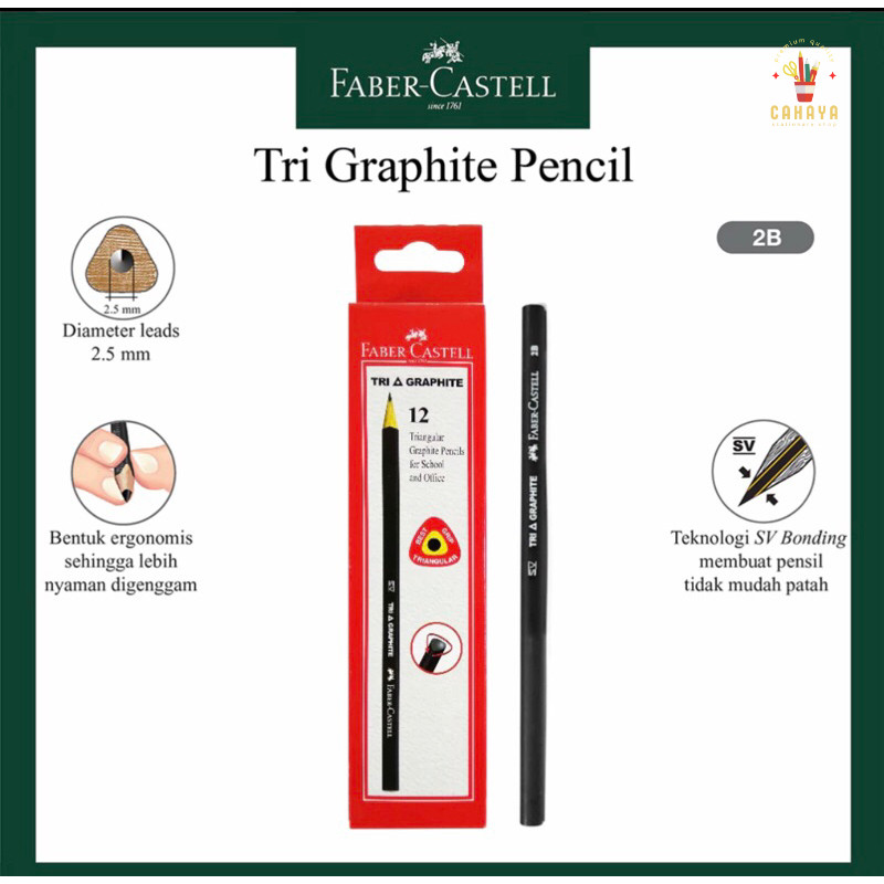 

Cahaya Stationary Pensil 2B Tri Graphite Faber Castell / Tri Graphite Pencil 2B