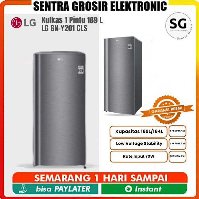 Kulkas LG GN-Y201CLSR 1 Pintu Kapasitas 164 L Dark Graphite Steel
