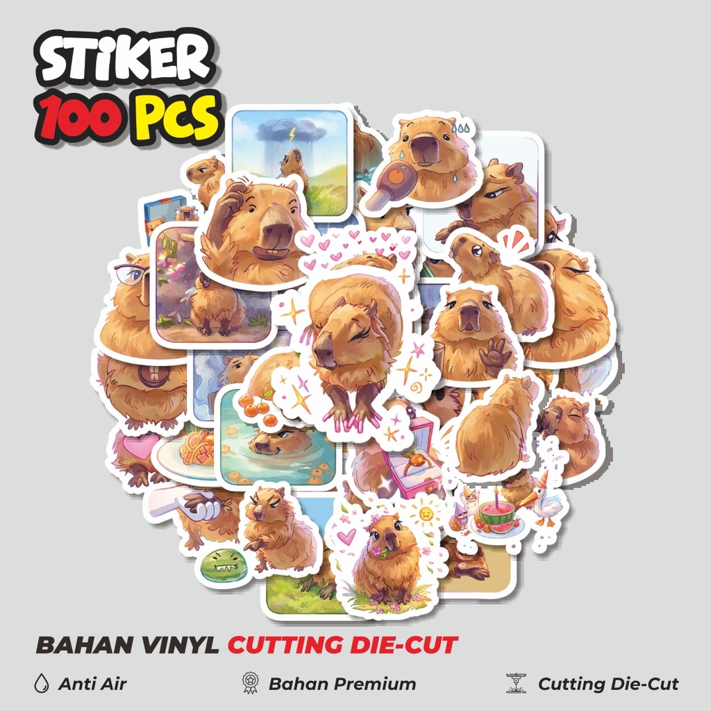 

Terbaru! 50 pcs Stiker Kartun Carbonara The Capybara Dekorasi Lucu Kreatif untuk Notebook, Skateboard, HP