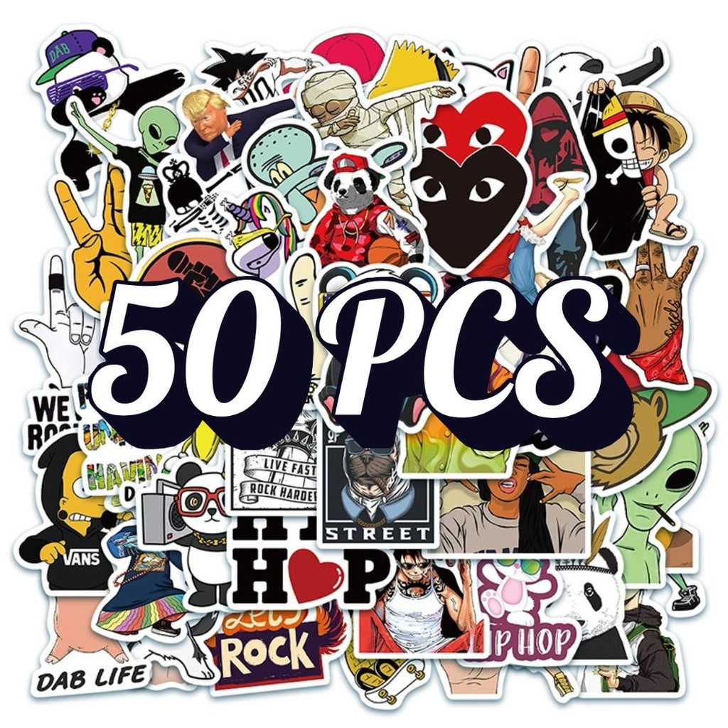 

Stiker Rock Hip-Hop Kartun – Hot Mode Style, Waterproof Anti Air, Untuk Motor Helm Laptop HP Botol Minum Koper Buku Journal