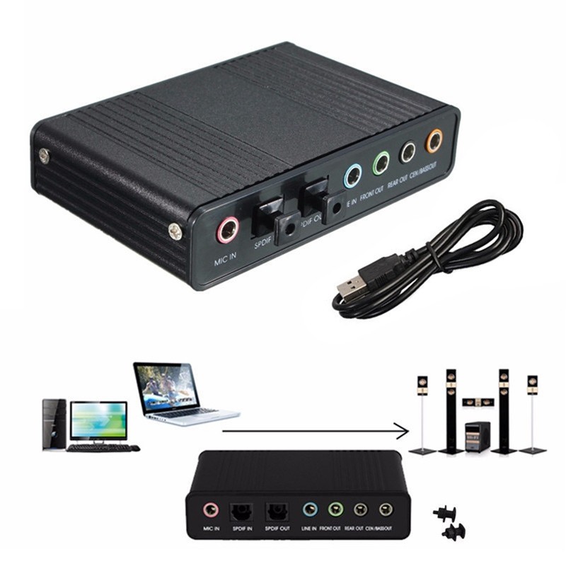 USB Optical Sound Card 6 Channel 5.1 External Reverb Sound Card Converter 48Khz Sampling Rate Suppor