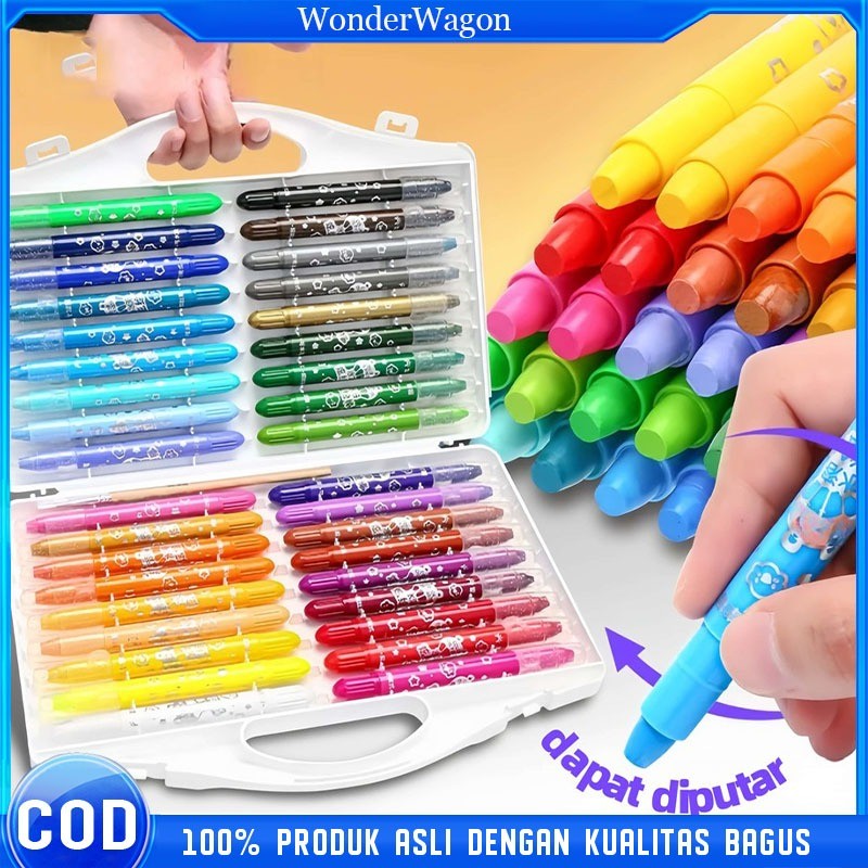 

New COD Grasp Crayon 12/24/36/48 Warna Silky Crayon Lukis Krayon Lembut Water Soluble Crayon Cerah Tidak Mengotori TanganPremium