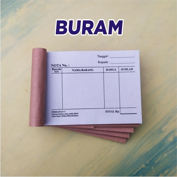 Nota Kosong Kontan Kecil Tanpa Logo Kop Penjualan Faktur Invoice Kwitansi Jual Beli Kosongan Kuitans