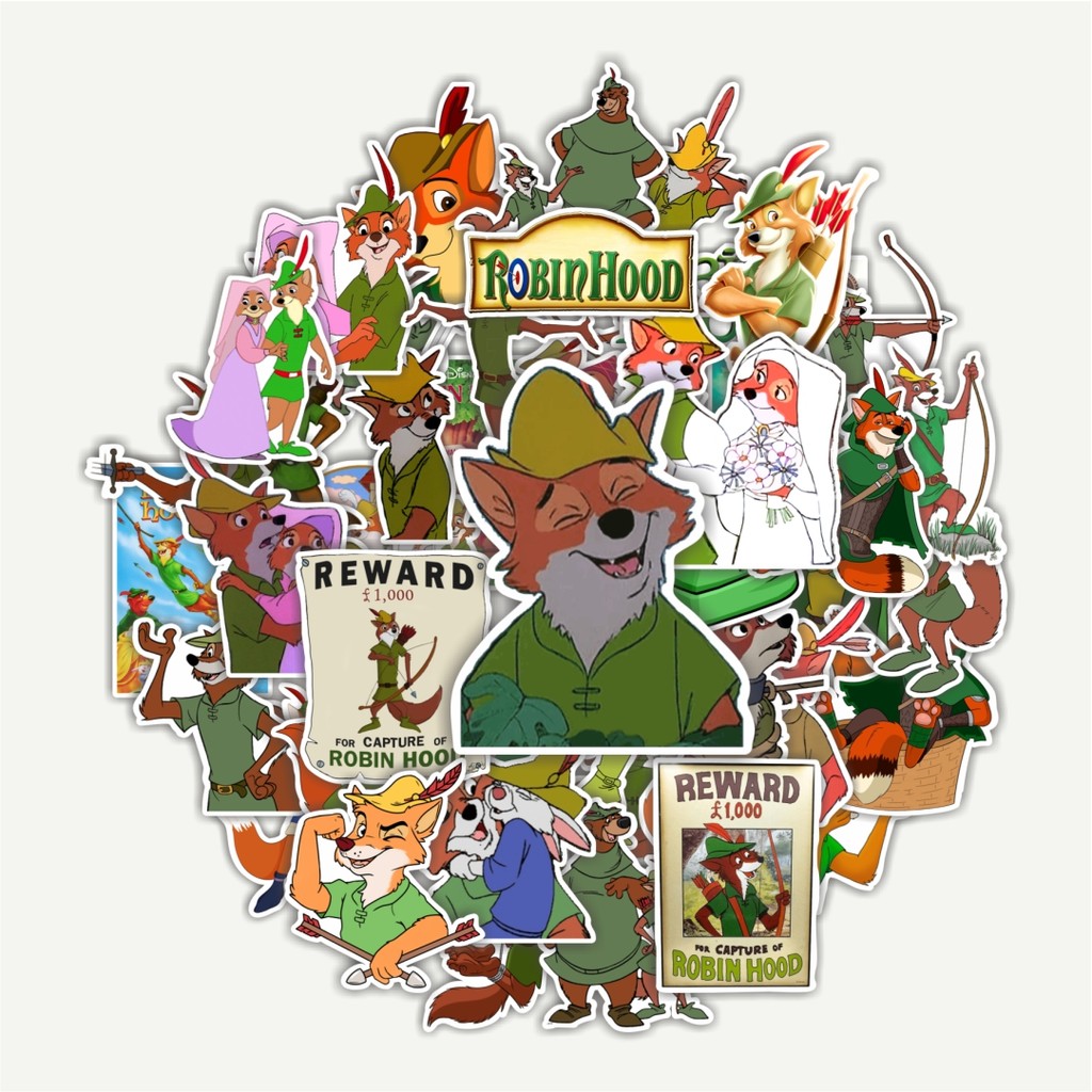 

Sticker Pack Stiker Kartun Robin Hood Disney Dekorasi Lucu Kreatif untuk Notebook, Skateboard, HP