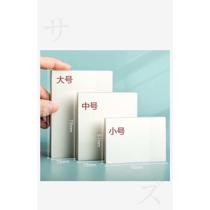 

50LEMBAR STICKY NOTES TRANSPARAN TAHAN AIR/KANTOR/SEKOLAH/DAPAT DITULIS DAN TEMPEL - 5X7.6CM, Standar