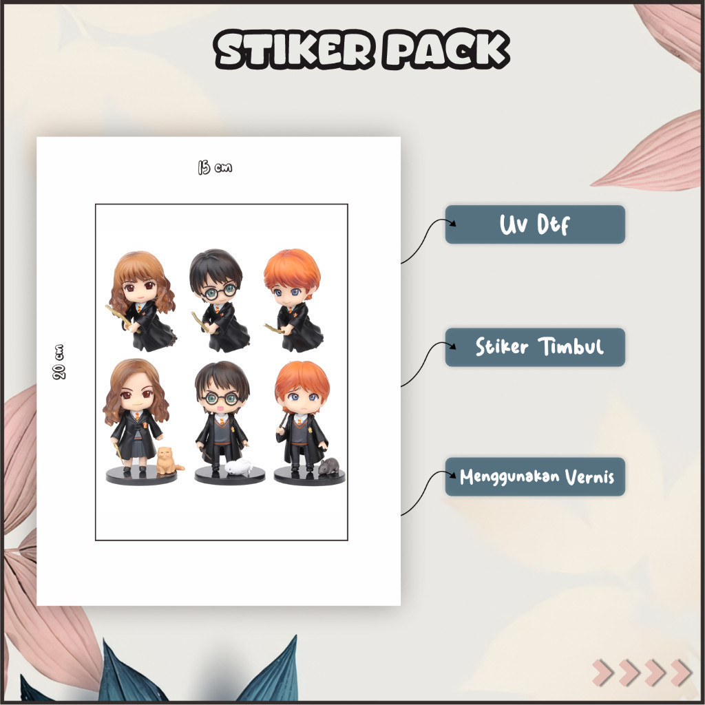

Stiker Sticker Setiker Setikker Pack UV DTF Motif Harry Potter Hitam Coklat P10