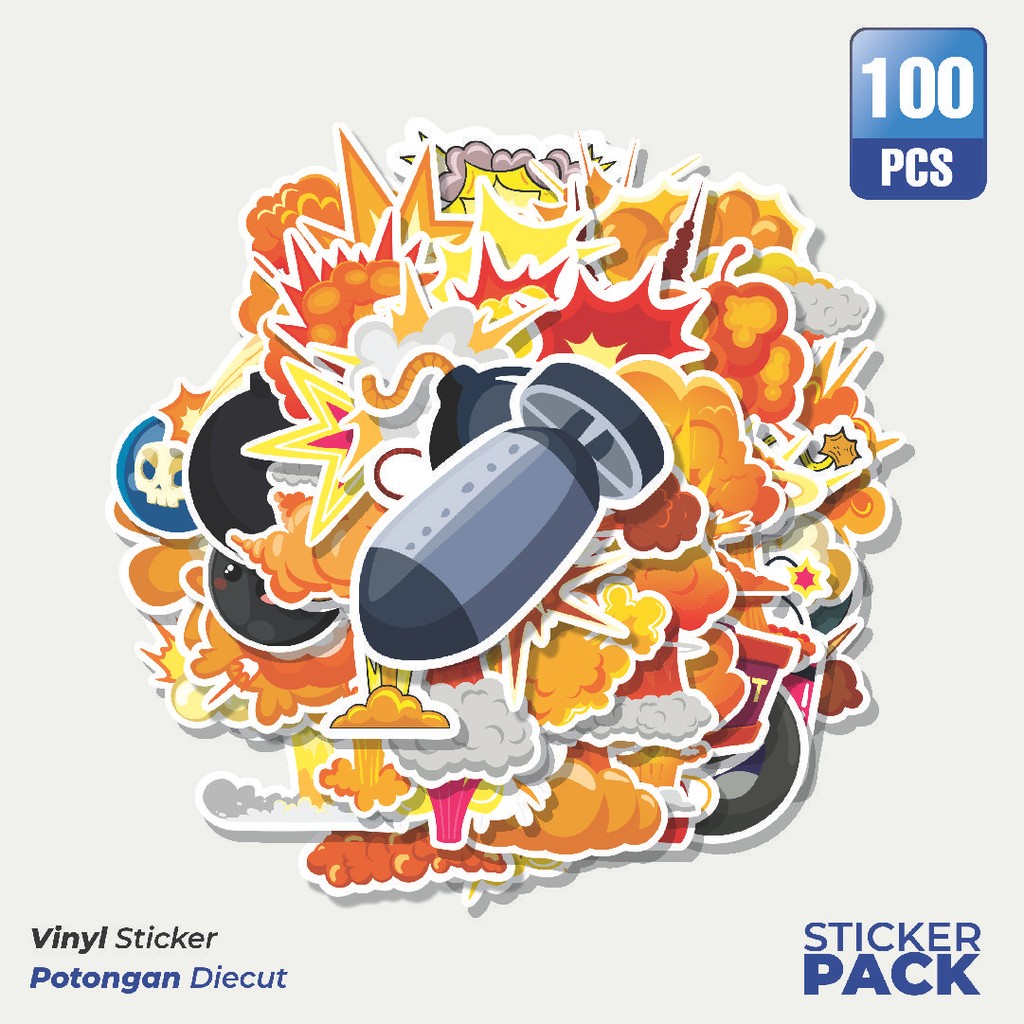 

100 PCS STIKER Stiker BOM Waterproof Aesthetic- Untuk Laptop, Motor, dan Helm - Paper Stationery Pack