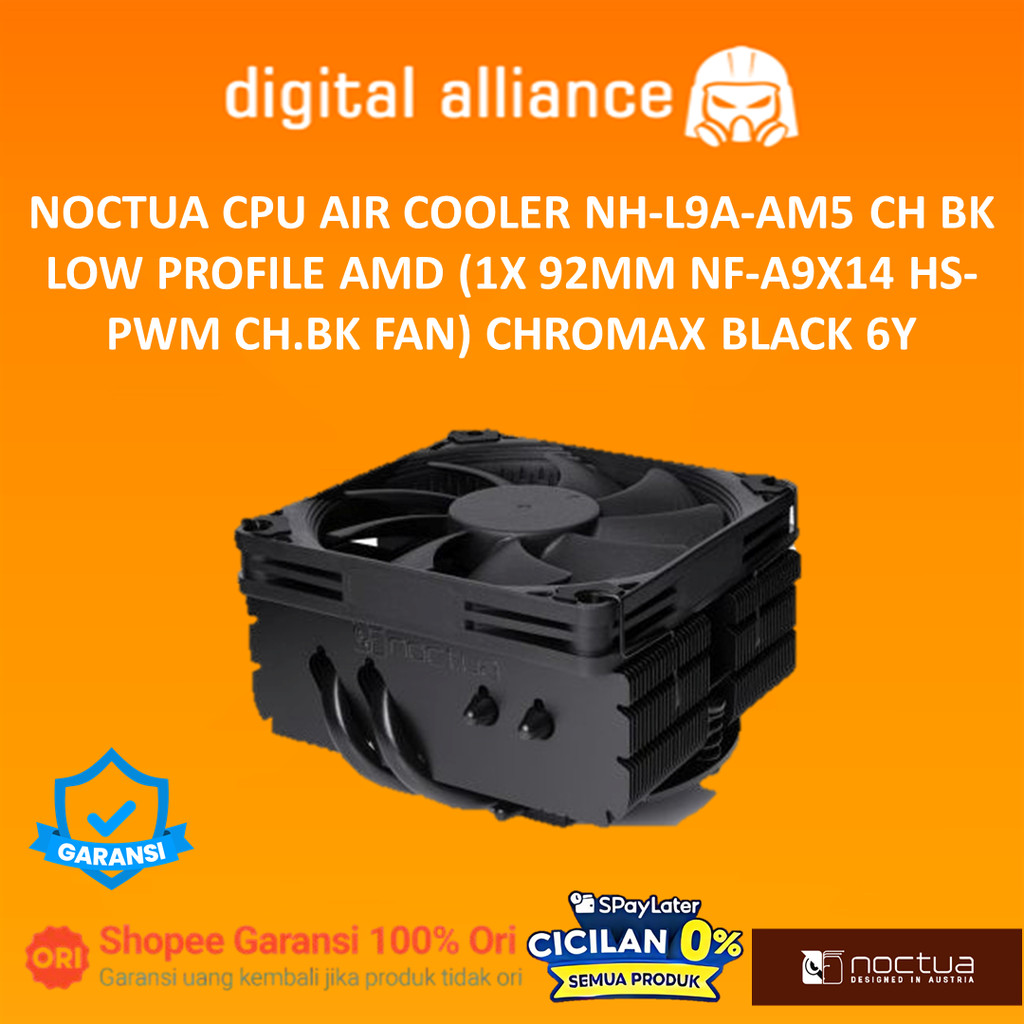 NOCTUA CPU AIR COOLER NH-L9X65 CH BK LOW PROFILE (1X 92MM NF-A9X14 HS-PWM CH.BK FAN + 4 HEATPIPES) C