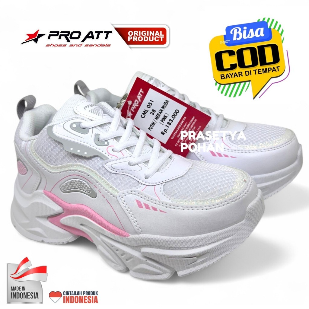 ABRISD Sepatu Putih Wanita Original PRO ATT - Sepatu Sneakers Putih Wanita Sepatu Sports Putih