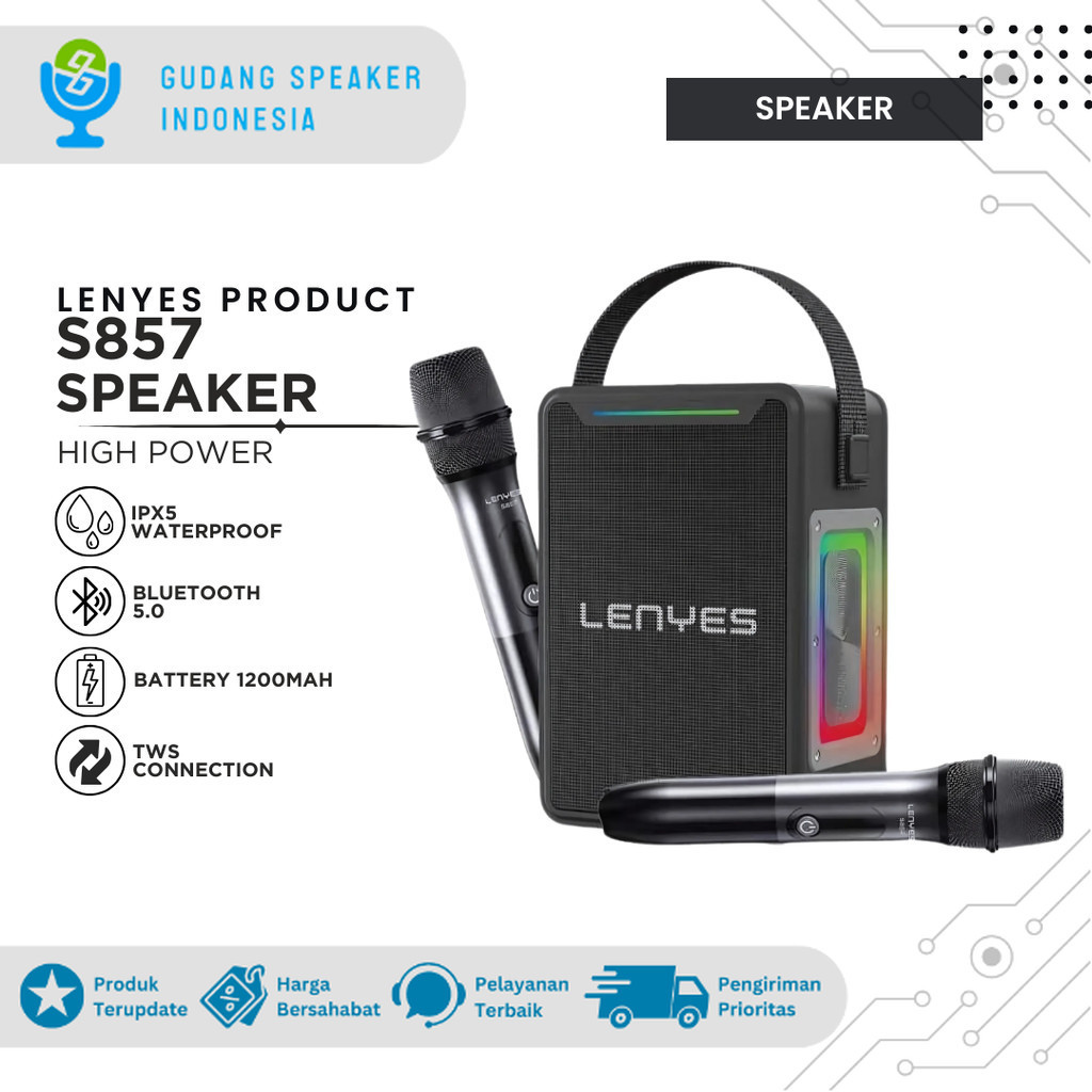 Lenyes S-857 KTV Speaker Bluetooth Radio High Power TWS Portable Wireless RGB light DSP Stereo FM