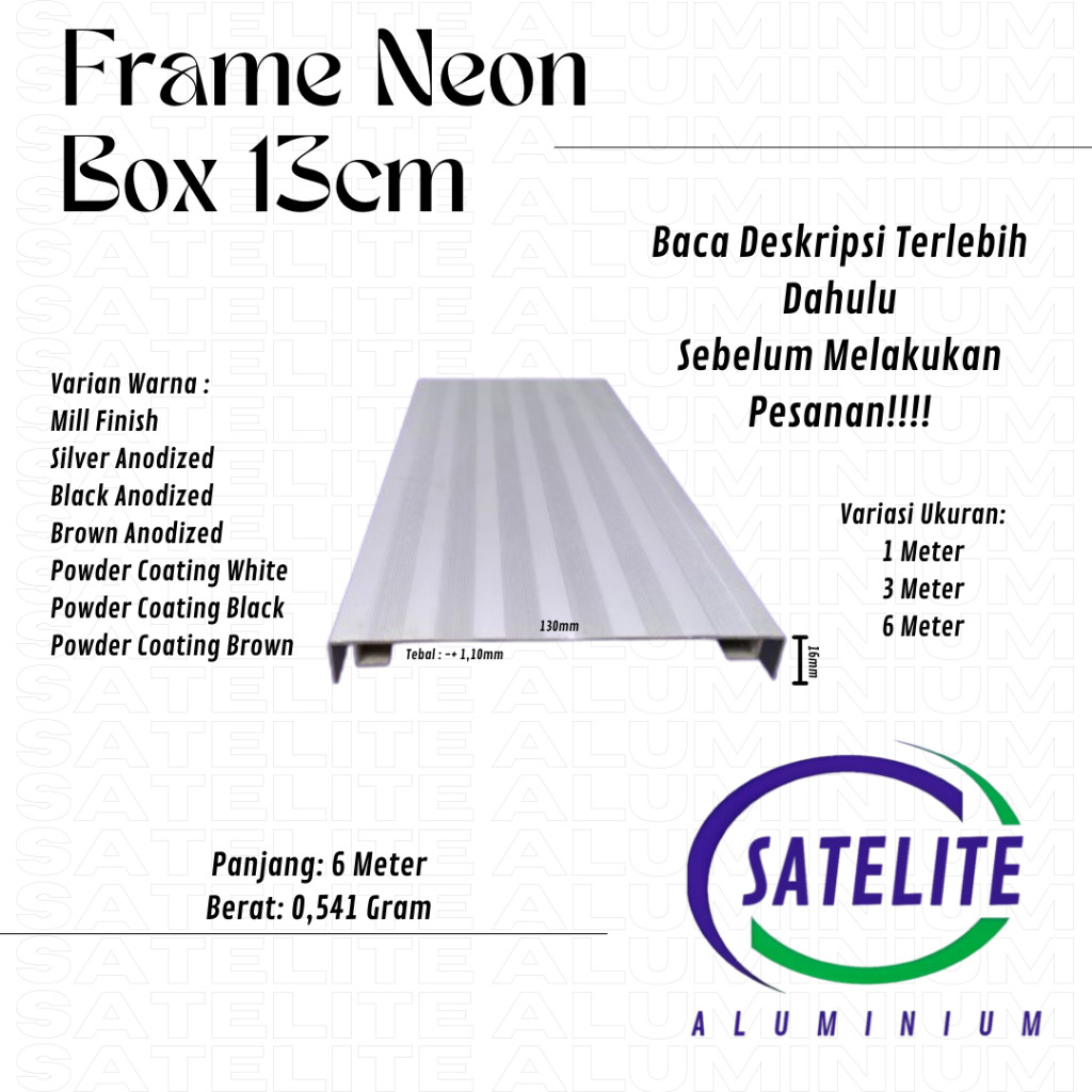 FRAME NEON BOX ALUMINIUM RANGKA NEON BOX BAHAN NEON BOX FRAME NEON BOX 13CM ALUMINIUM
