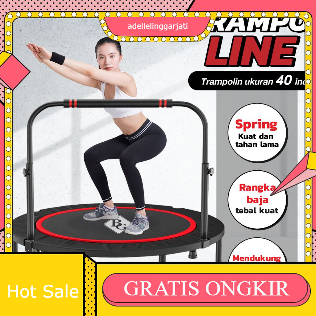 Sport Trampoline Dewasa KUAT HINGGA 200KG Alat Gym Lompat Trampolin Elastis Indoor&Outdoor