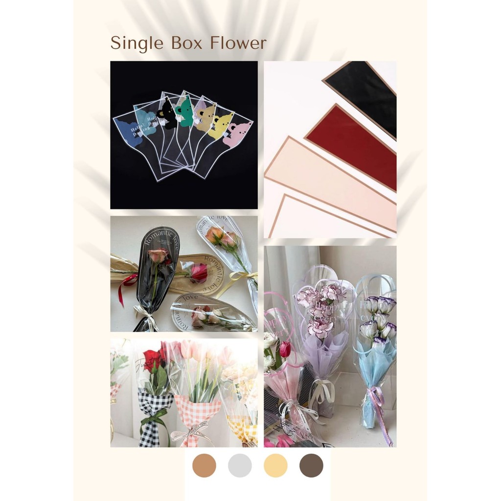 

SINGLE BOX FLOWER WRAPPING CELLOPHANE BUKET BUNGA MAWAR SATUAN / SINGLE BOX POLOS LIST SILVER/ SINGLE BOX/SINGLE BOX SQUARE/ ROSE /SINGLE BOX JUST LOVE/SINGLE BOX HELLO DARLING/JUAL BUNGA
