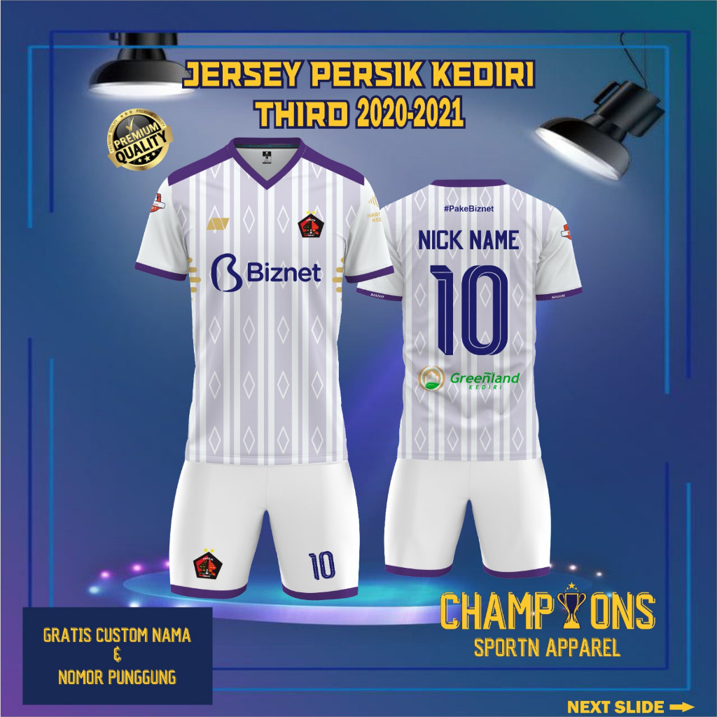 Jersey PERSIK KEDIRI THIRD Putih 2020-2021 Liga 1 INDONESIA Gratis custom nama dan nomor Full Printi