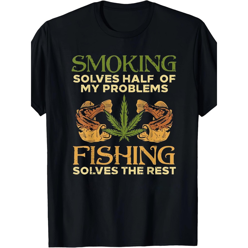 Kaos Desain Pria - 100% Katun Murni, Lengan Pendek, Kerah Bundar, dengan Desain Memancing 'Merokok M