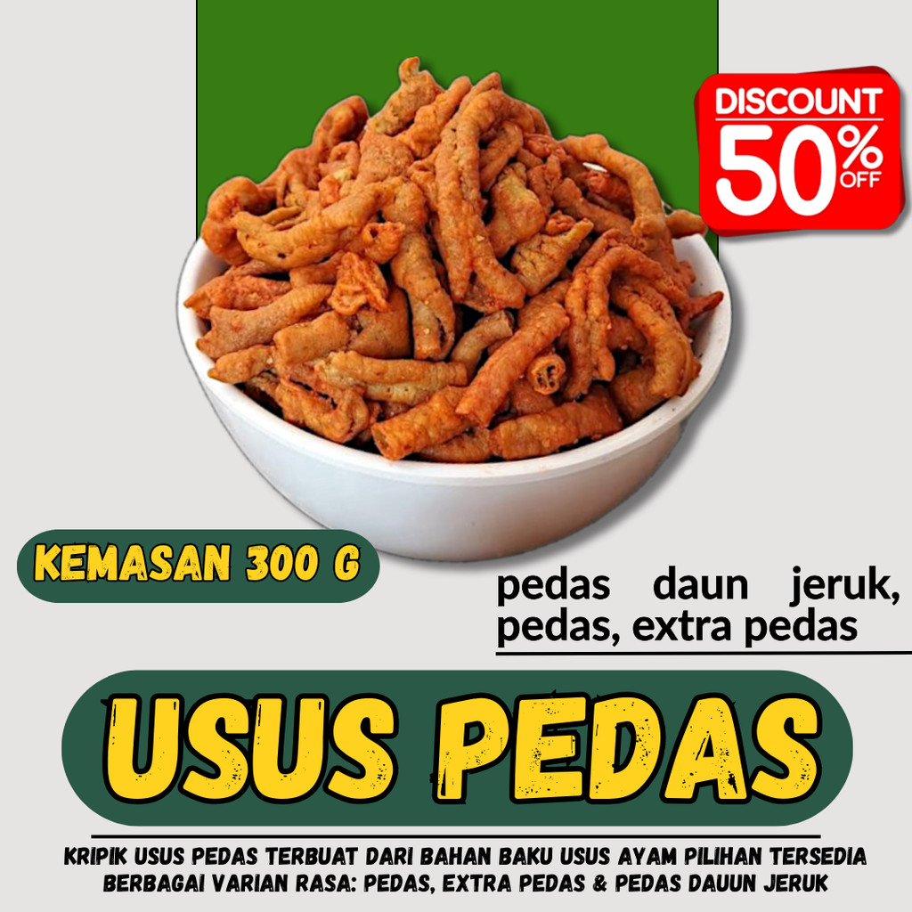 

Keripik Usus Ayam Crispy Pedas Daun Jeruk 300gr