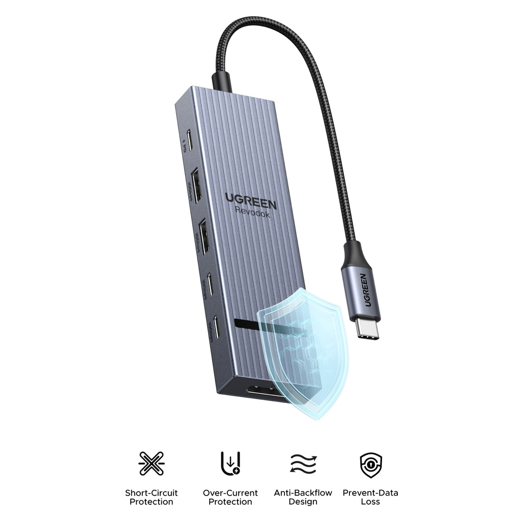 

UGREEN DisplayPort USB HUB Type-C to DP 4K60Hz 10Gbps USB-A/C Data Ports PD100W Charge for Laptop MacBook Samsung Dell Lenovo