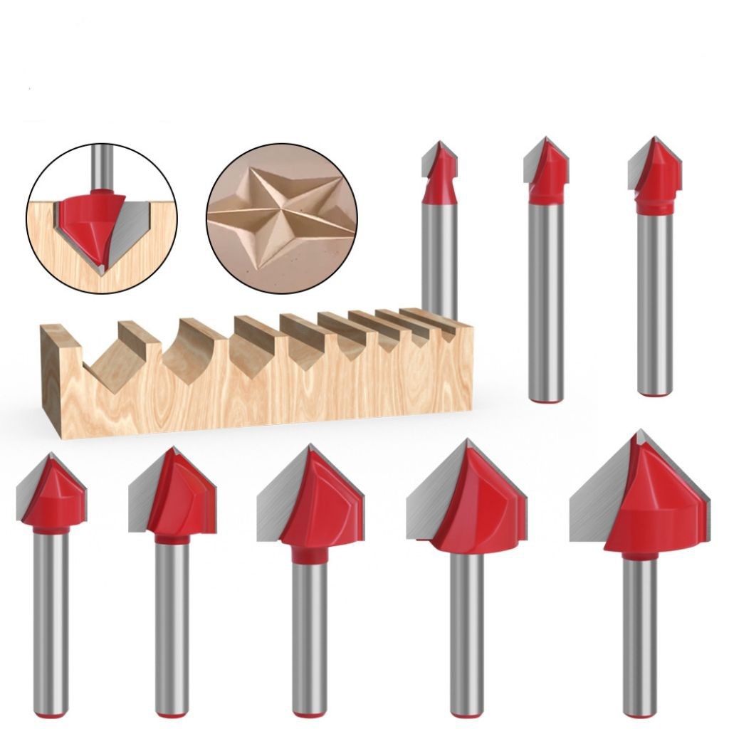 Mata Profil Kayu Mata Router V Grooving Bit Shank 1/4 crew
