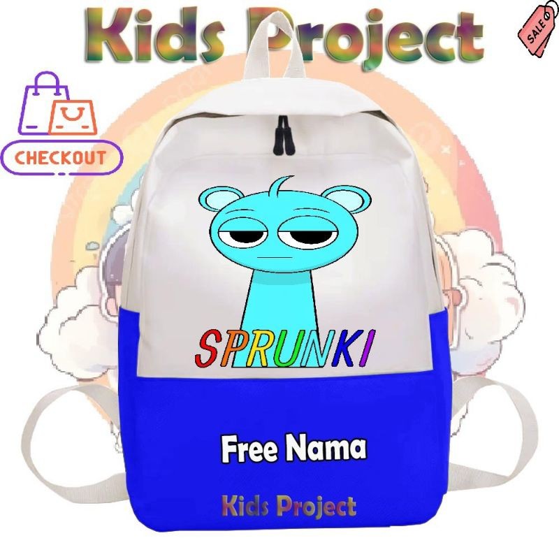 Tas Ransel Anak Incredibox Sprunki- Sprunki SKY Blue, Tas Anak Sekolah TK dan SD ~ KidsProject