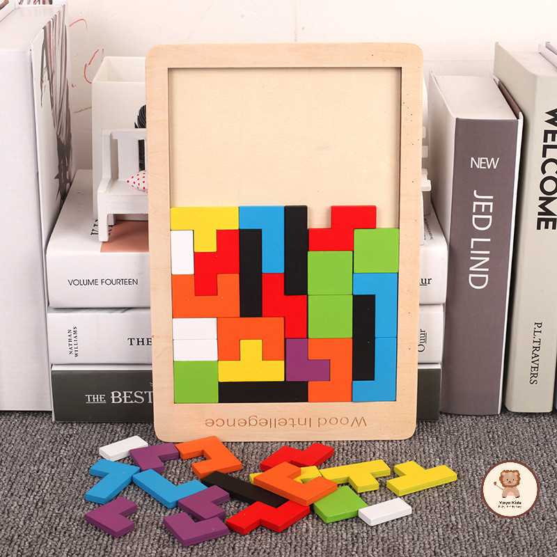 Mainan Kayu Tetris Edukasi Anak / Tetris Wooden Puzzle