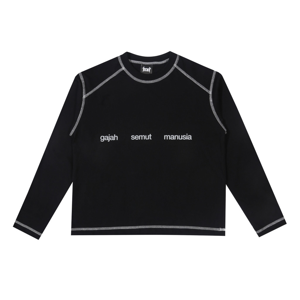 .Feast - Gajah Semut Manusia Longsleeve Crop - T-shirt - Black