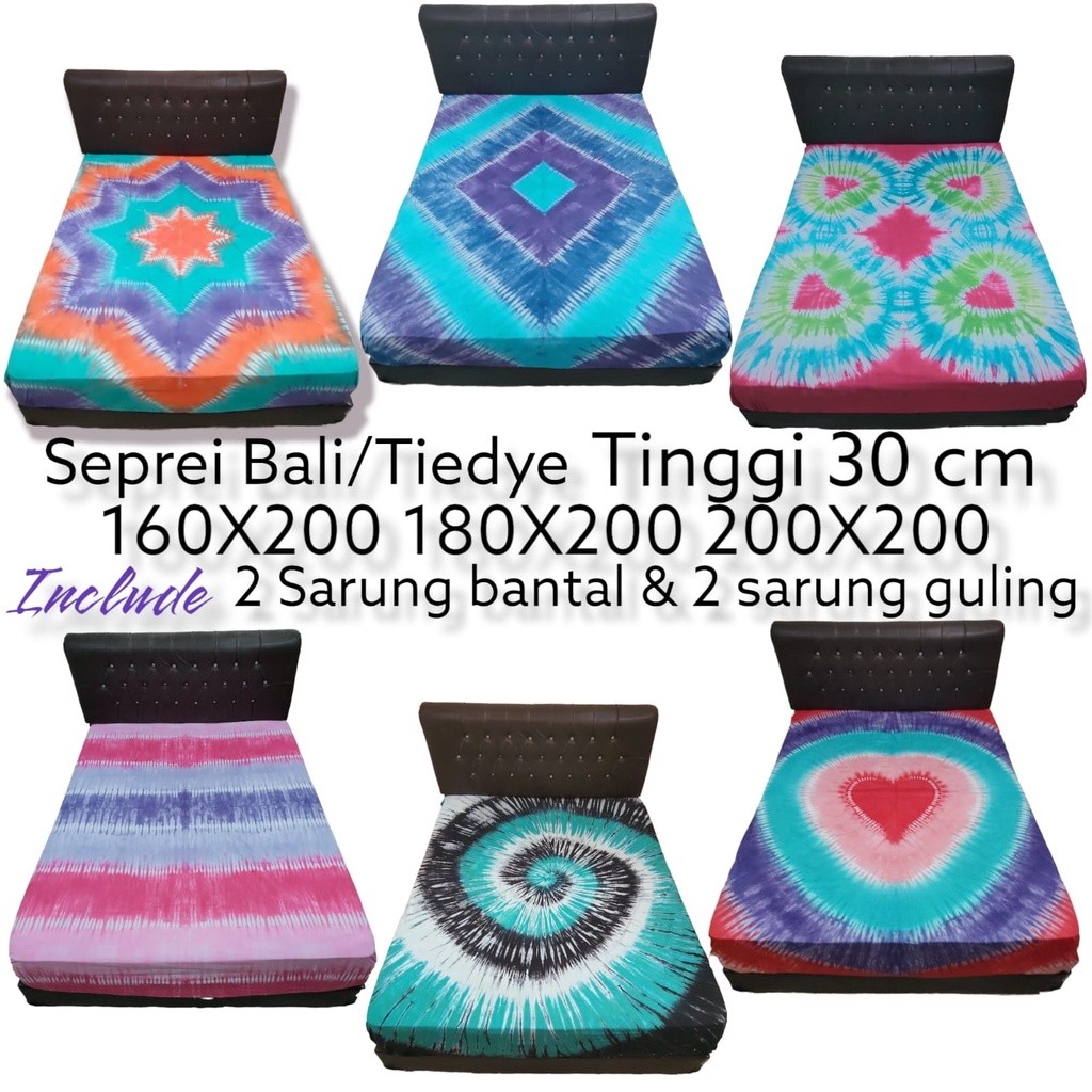 Tinggi 30 sd 40 cm Sprei Bali Include 2 Sarung bantal & 2 Sarung guling Uk 120X200 160x200 180x200 2