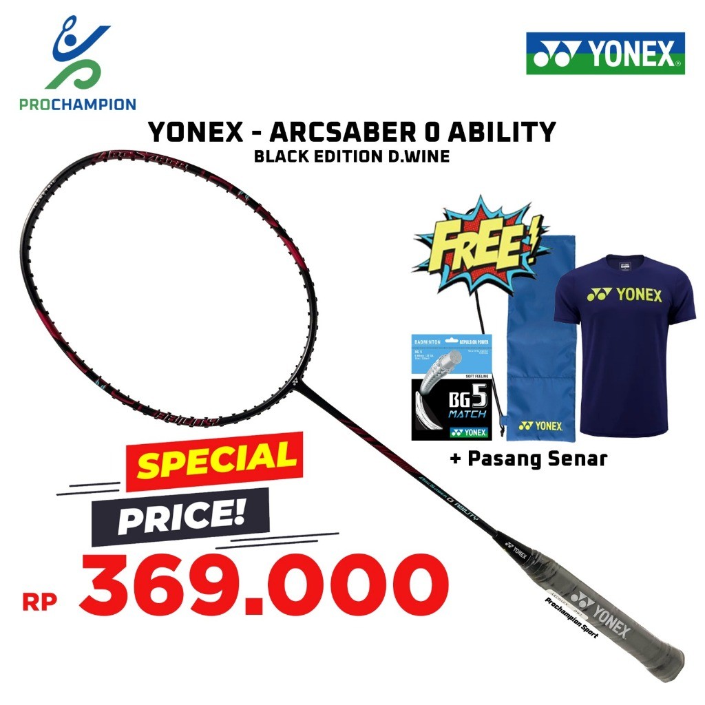 Raket Badminton Yonex ARCSABER 0 Ability Black Edition D.Wine