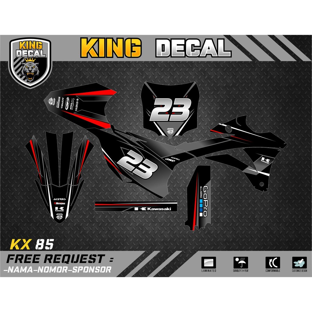 DEKAL MOTOR DECAL KX 85 FULL BODY STRIPING KX 85 DECAL KX 85 BEBEK STANDAR