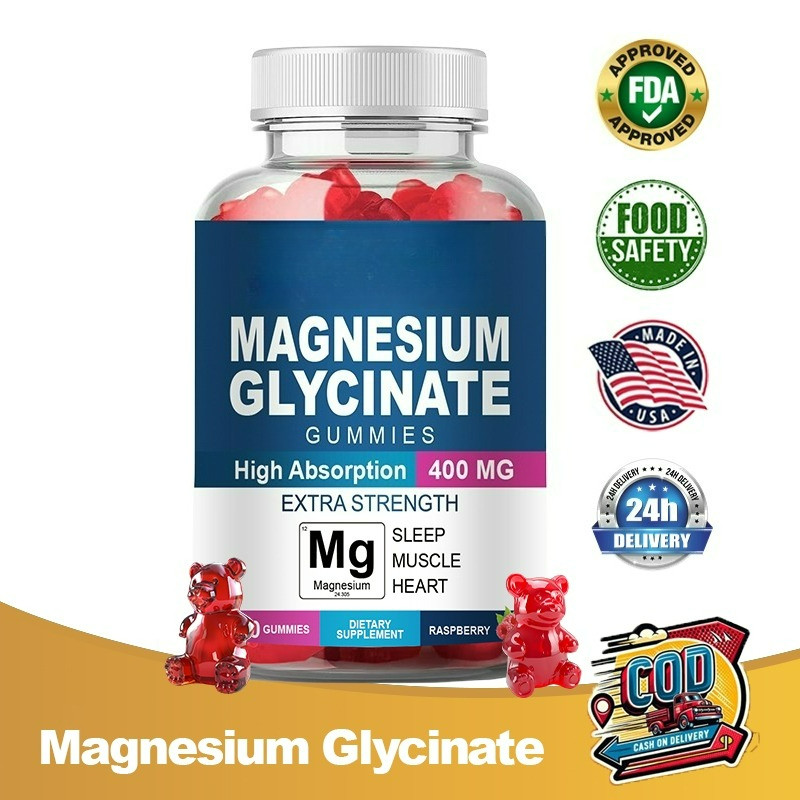 Magnesium Glycinate Gummies 400mg Anti Kecemasan, Anti Kelelahan, Pereda Ketegangan，Suplemen Anti St