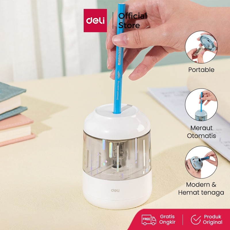 Deli Electric Pencil Sharpener / Rautan Pensil Otomatis Lucu EH508