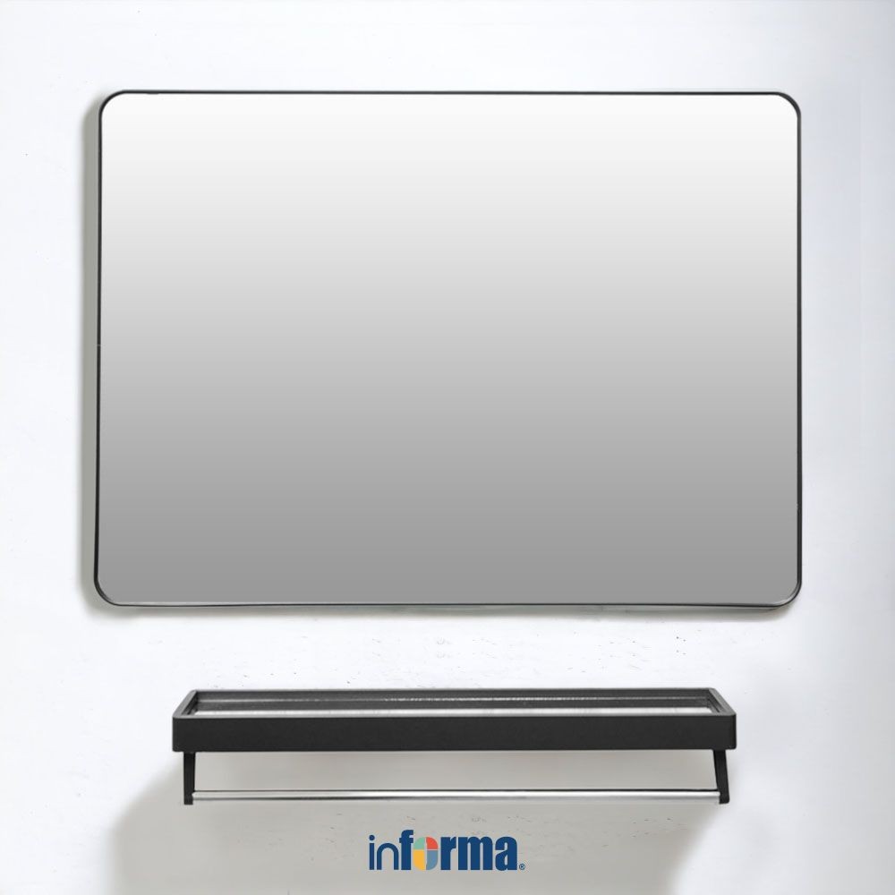 Informa 80 cm Rak Dinding Kamar Mandi Dengan Cermin Bathroom Wall Mirror Rak Cermin Tembok Aksesori 