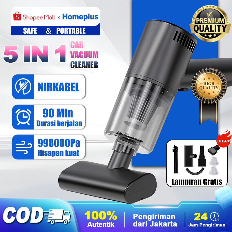 PROMOHOMEPLUSHOP 5 IN 1 Vacuum Cleaner Nirkabel Genggam 998000 Pa Penyedot Debu Portabel Daya Tinggi