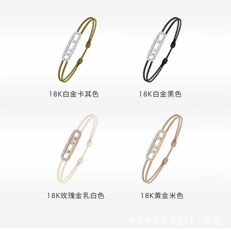 Gelang Tali Tangan Tiga Berlian Slidable Pasangan Pria dan Wanita Tali Merah Gelang Berlian Penuh