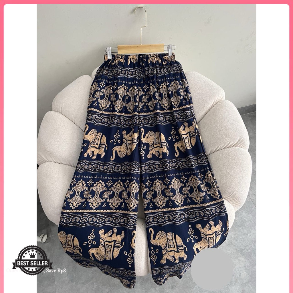 CELANA KULOT RAYON MOTIF GAJAH THAILAND VIRAL | KULOT MOTIF GAJAH