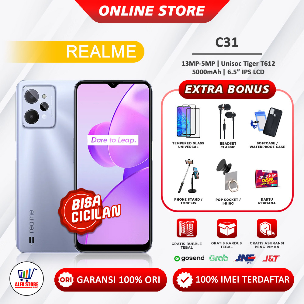 [Flashsale]Realme C31 Unisoc Tiger T612 (12 nm) ram 3/32 Gb- ram 4/64 Gb Garansi Resmi